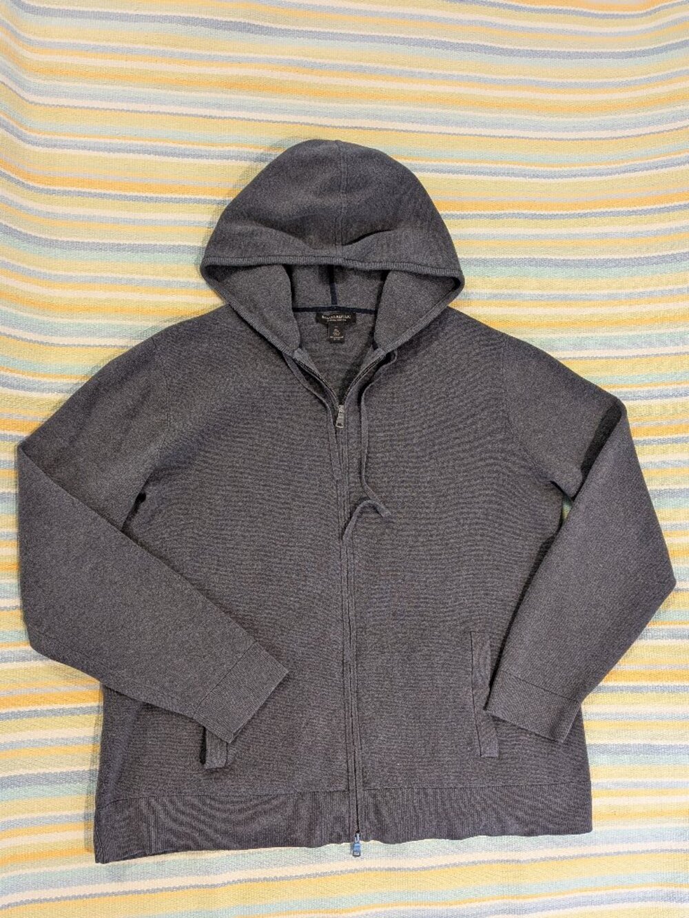 ⭐ Men's Banana Republic Supima Cotton gray hooded zip up sweater XL Tall